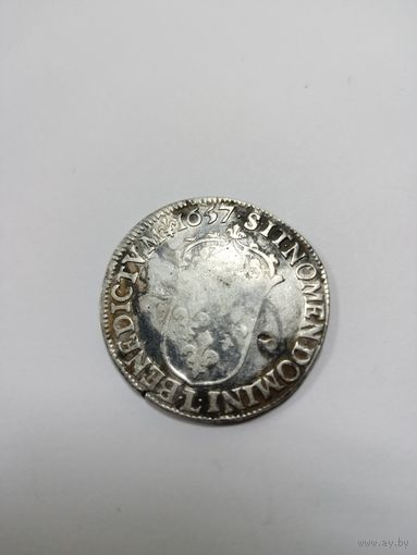 Королевство Франция. Король Людовик XIV. 1/2 экю 1657 года.Отметка монетного двора "L" - Байонна