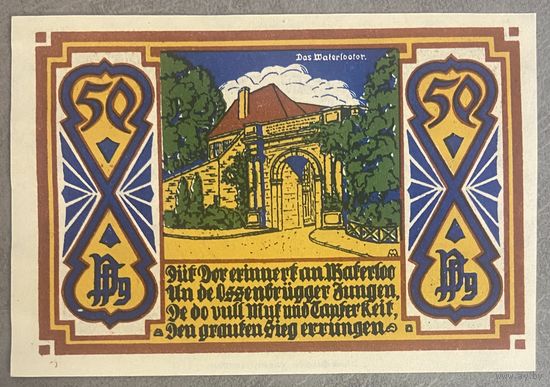Нотгельд 50 пфеннигов 1922 год. Оснабрюк. Веймарская республика.