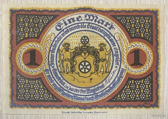 Нотгельды 1 марка 1921 год. Оснабрюк. Веймарская республика