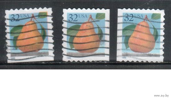 США-1995 (Мих.2604) , гаш. , Стандарт, Фрукты,  разн.зубцовки