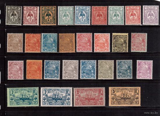 Новая Каледония-1905-1922, Французские колонии,(Мих.85-101,111-122) **/* (6м-**)  Стандарт, Фауна, Птица Кагу,Флот,Парусники,(Все 29 марок)