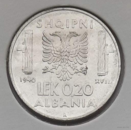 Албания 0,20 лек 1940 г. Итальянская оккупация. В холдере