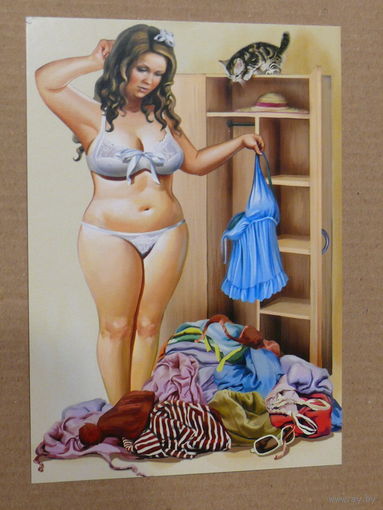 Современная открытка в стиле Pin-up, Дроздовы Алексей и Ольга; чистая (Россия).