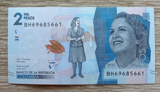 Werty71 Колумбия 2000 песо 2020 UNC банкнота 2 тысячи