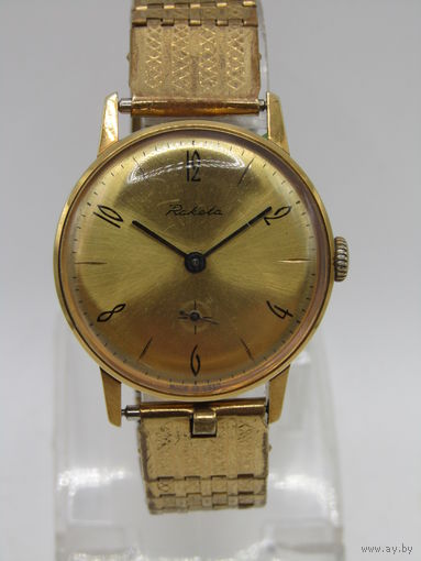 В отличном коллекционном состоянии! "Ракета". Часы на ходу. Позолоченные Ау 10. СССР. м