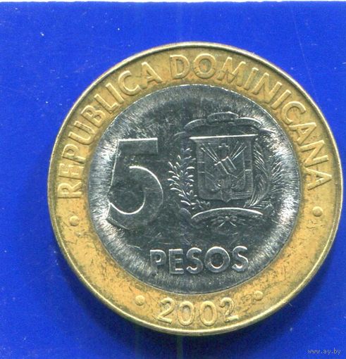 Доминиканская Республика 5 песо 2002 , биметалл