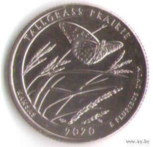 25 центов 2020 г. Парк=55 Национальный заповедник Толлграс-Прери Двор S _состояние UNC
