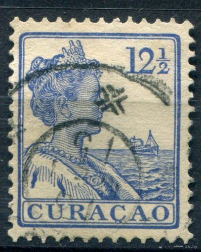 Нидерландские колонии - Кюрасао - 1915г. - королева Вильгельмина, перфорация 12 1/2, 12 1/2 с - 1 марка - гашёная [Mi 57]. #3-WB-93-A-1