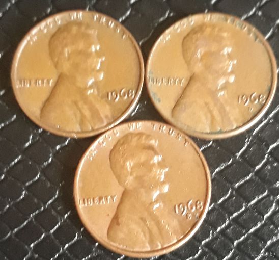 1 цент 1968 S & P & D США