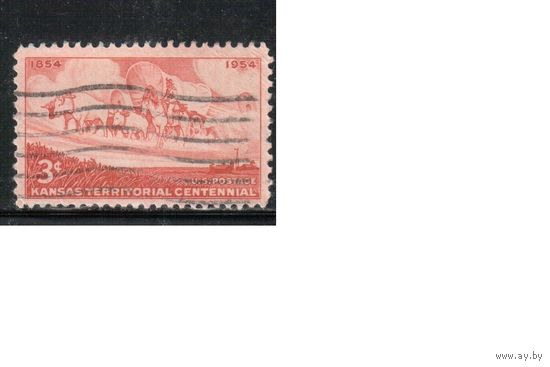 США-1954, (Мих.677), гаш.  , Канзас, Повозка, (одиночка),