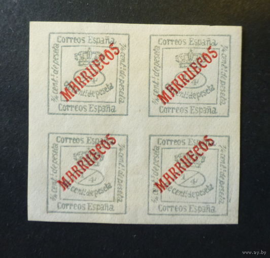 ИСПАНИЯ \163м\МАРОККО 1914 мi13 КВАРТБЛОК