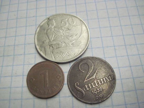 Три монеты Латвии/6 с рубля!