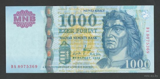 Венгрия 1000 форинтов 2008 года. Тип Р-195d. Состояние aUNC
