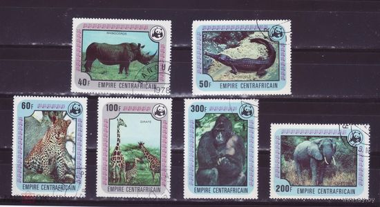 Марки ЦАР 1978  Слон, носорог, жираф, леопард и др. WWF.