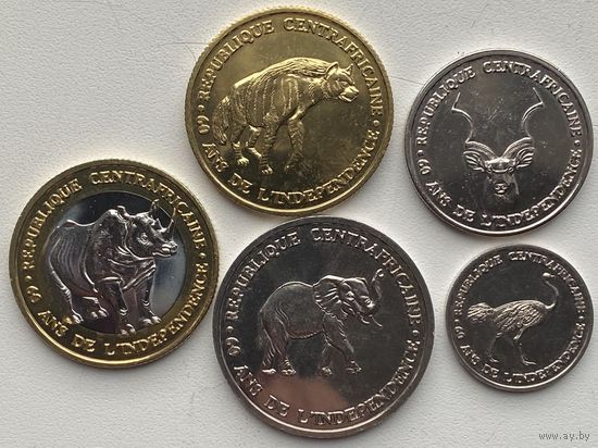 Центральноафриканская Республика 50, 100, 250, 500, 1000 франков 2020 г. 60 лет Независимости. Набор 5 монет