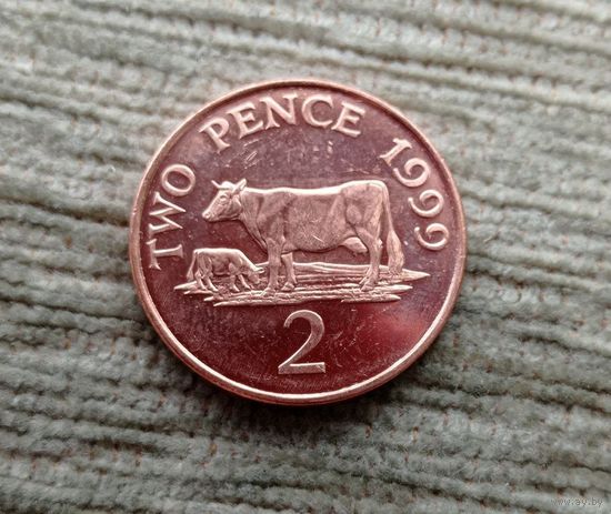 Werty71 Гернси 2 пенса 1999 Генсийская Корова