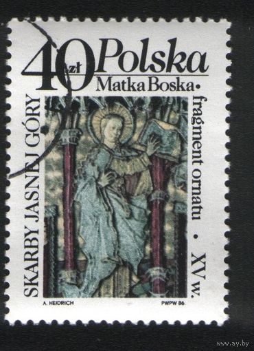 Польша 1986.08.15 (Mi)PL3041 марка из сер.Сокровища Ясной Горки 40zl Вышивка с изображением Девы Марии, XV век (г) (a1-14 ТОРГ/ВАША ЦЕНА