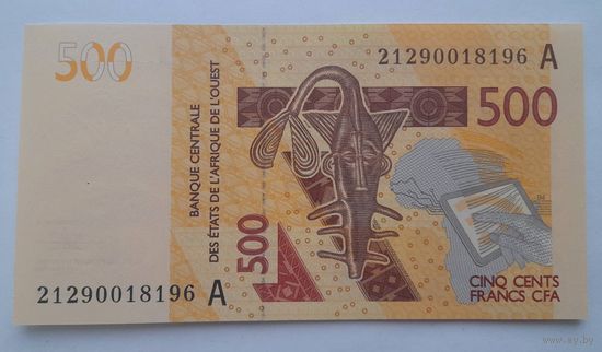 Кот-д'Ивуар 500 франков 2012 года UNC