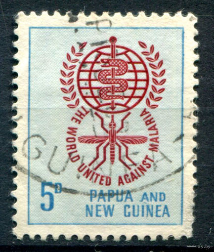 Британские колонии - Папуа Новая Гвинея - 1962г. - борьба с малярией, 5 P - 1 марка - гашёная [Mi 40]. #3-WB-66-A-1