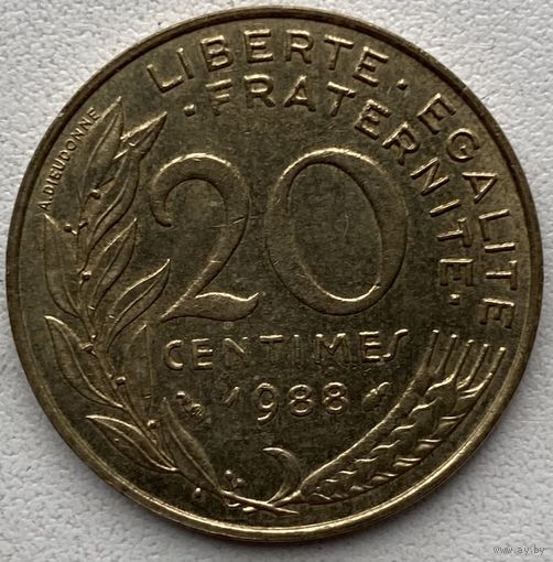 Франция 20 сантимов 1988 г. Цена за 1 шт.