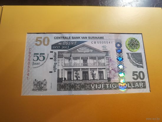 Суринам 50 долларов образца 2012 года UNC p167 буклет и сертификат