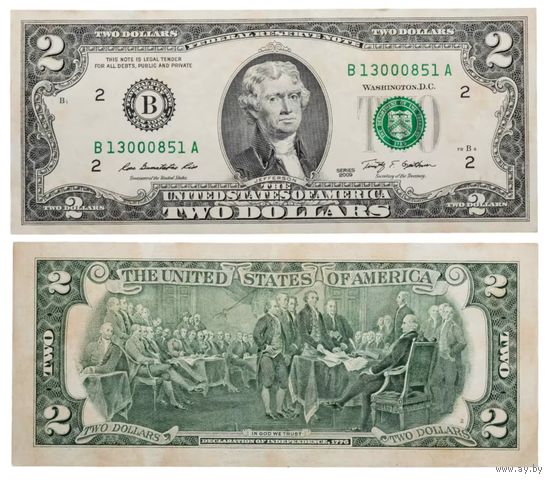 США, 2 доллара 2009 г. P530AB. UNC