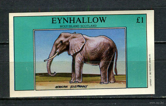 Остров Эйнхаллоу (Шотландия) - 1982 - Слон - 1 блок. MNH.  (Лот 49JQ)-T3P34