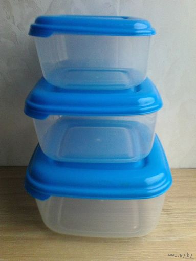 Три Контейнера с Крышками - Одним Лотом - Все Размеры Указаны в Описании.