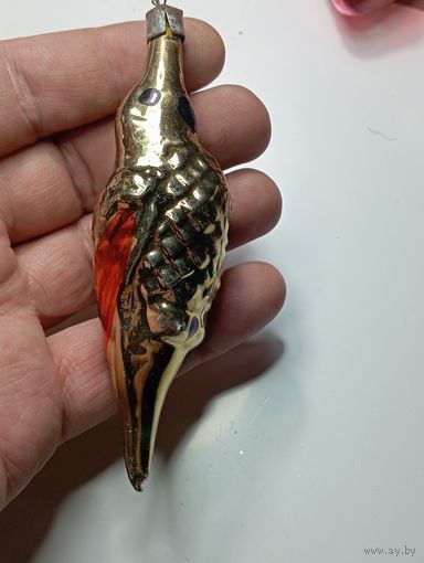 Ёлочная игрушка  -  Попугай . СССР  . Стекло .