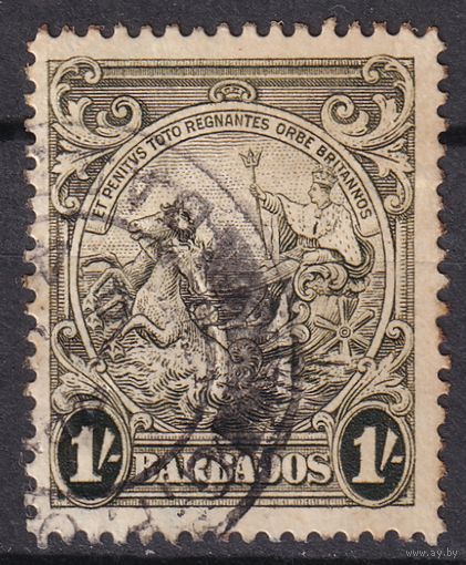 101.BrKCI. Великобритания. Колонии. Барбадос. Колониальная печать. Стандарт. 1945 г. 1 Sh. Mi.#167Ab.