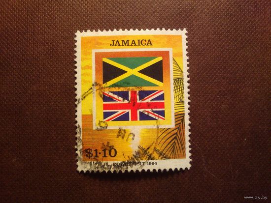Ямайка 1994 г.Королевский визит 1994 года.Флаги Ямайки и Великобритании./23а/