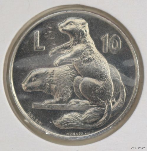 Сан-Марино 10 лир 1975 год "Любовь у животных"