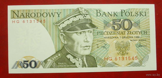 Польша. 50 злотых 1988 года. НG 6131545. UNC.