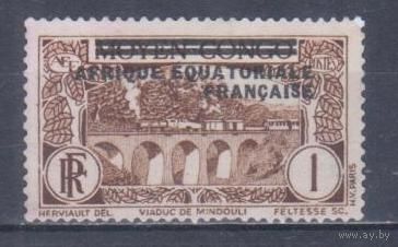 [129] Французские колонии. Французская Экваториальная Африка 1936. Надпечатка.1с. БЕЗ КЛЕЯ.