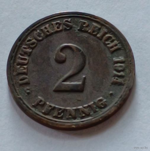 Германия. 2 пфеннига 1914 года.