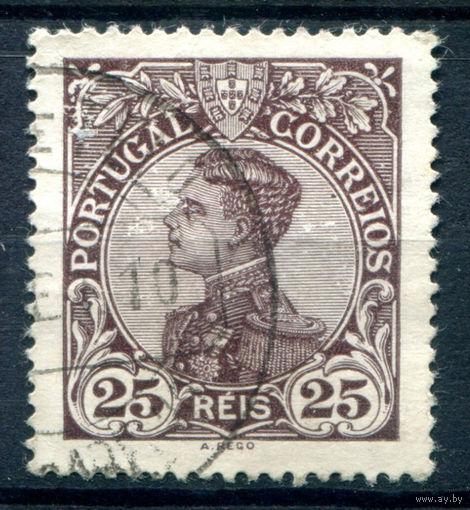 Португалия (Королевство) - 1910г. - Король Мануэл II, 25 R - 1 марка - гашёная [Mi 159]. #1-Po-19-A-1