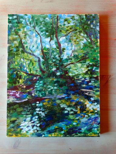 А. Серпин. Бирюзовый блеск. Река Ислочь. 2026. х.м. 30х40.