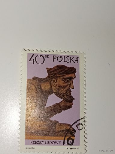 Польша 1969 Скульптура "Христос Падающий", изображающая голову скорбящего Христа.