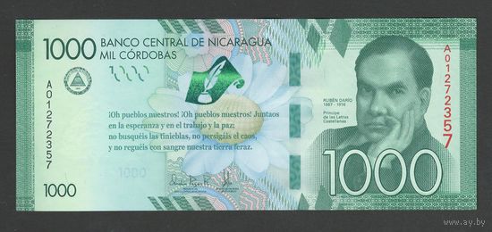 Никарагуа 1000 кордоба 2016 года. Тип P-216. Состояние UNC!