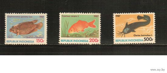Индонезия-1987(Мих.1242-1244) , **  , Морская Фауна , Рыбы (полная серия)