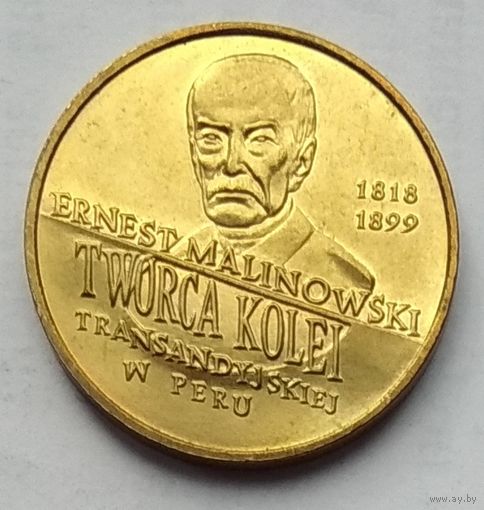 Польша 2 злотых 1999 г. Польские путешественники. Эрнест Малиновский (1818-1899)