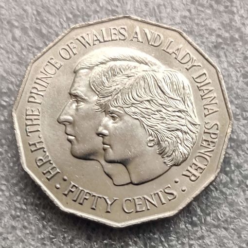 Австралия 50 центов  1981 г.  Свадьба Принца Чарльза и Леди Дианы