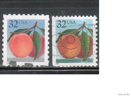 США-1995 (Мих.2604,2606) , гаш. , Стандарт, Фрукты,  2 выпуска(2)