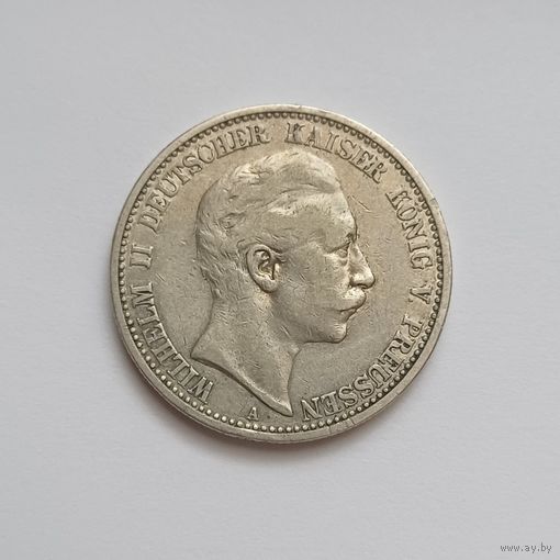 2 марки. 1902 г. 900 пр., Германия.Пруссия Вильгельм 2 .