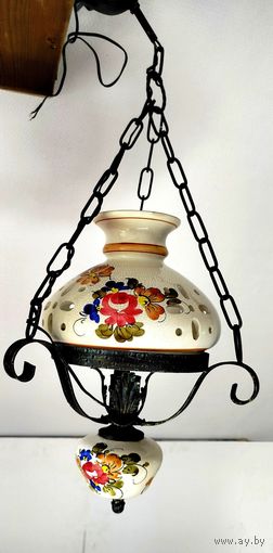 Люстра, потолочный светильник Майолика Франция Середина 20 века