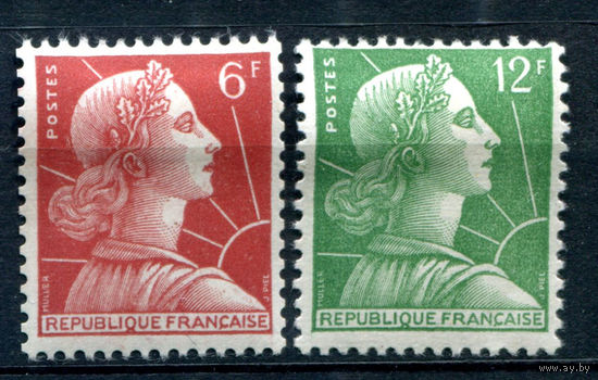Франция - 1955г. - Марианна. Стандартный выпуск - 2 марки - полная серия, MH [Mi 1062-1063]. #2-Fr-37-A-2