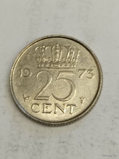Нидерланды 25 центов 1973