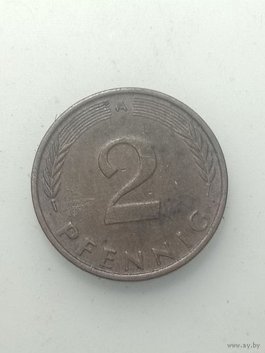 ФРГ 2 пфеннига 1992 года . A