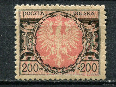 Польша - 1921/1922 - Герб 200М - [Mi.174] - 1 марка. MLH, MH.  (Лот 42GQ)-T41P10