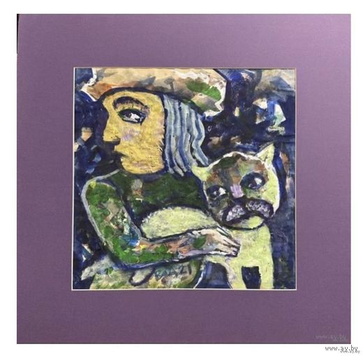 Акулов В.И "С другом", 2022г. Смешанная техника. Размер 34,5х34,5 см.